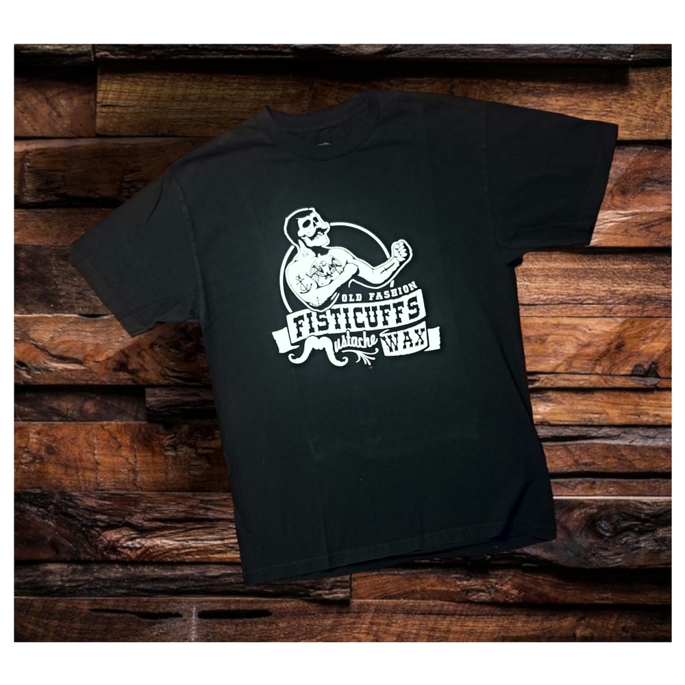 GRAVE BEFORE SHAVE "OLD FASHION MUSTACHE WAX" TSHIRT- MEN'S SIZE LARGE